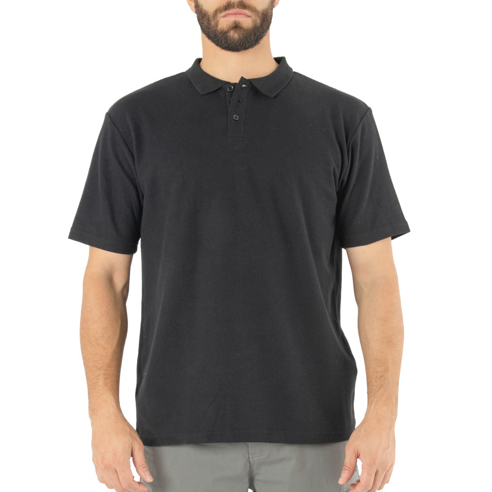 Polera Pique Quebec Manga Corta Negro