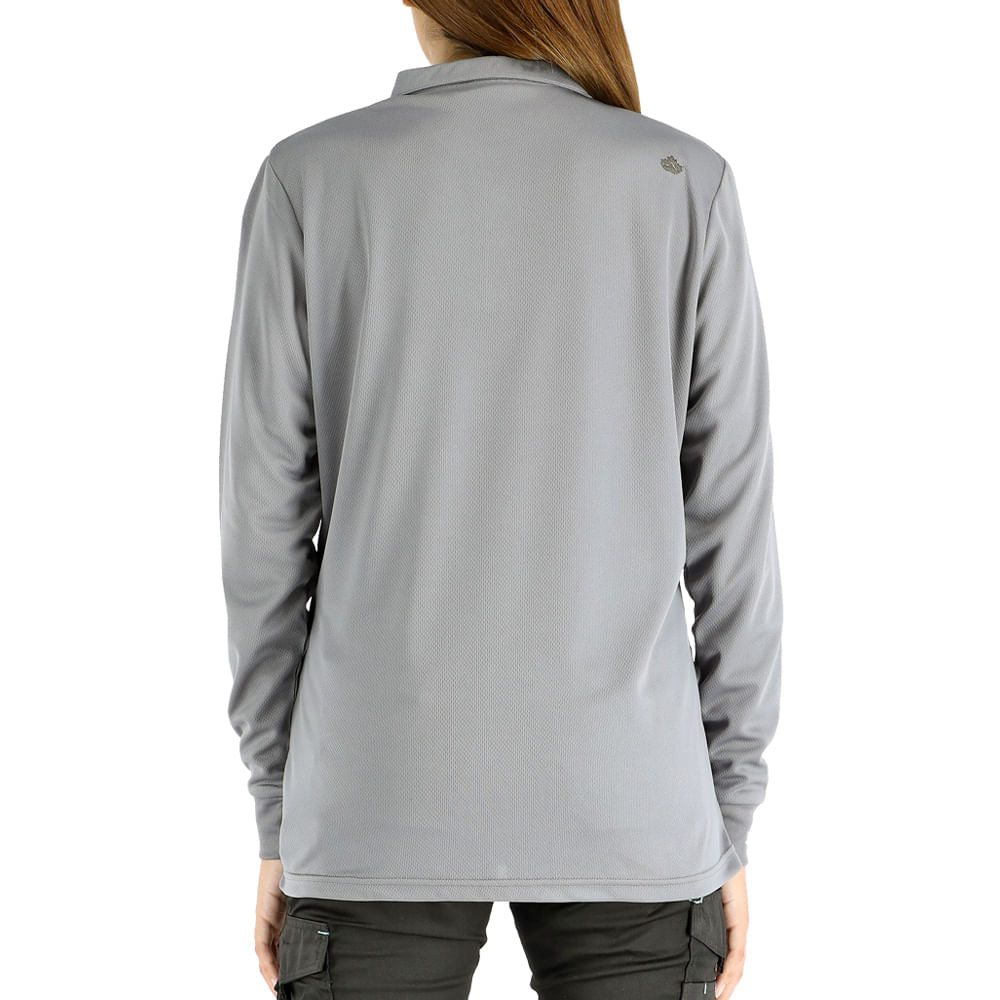 Polera Cooldry quebec Manga Larga Mujer Gris